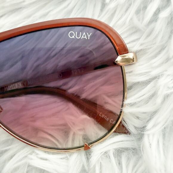 QUAY | High Key Mini Remixed Aviator Sunglasses Pink Purple Gradient Gold Frame main image 8